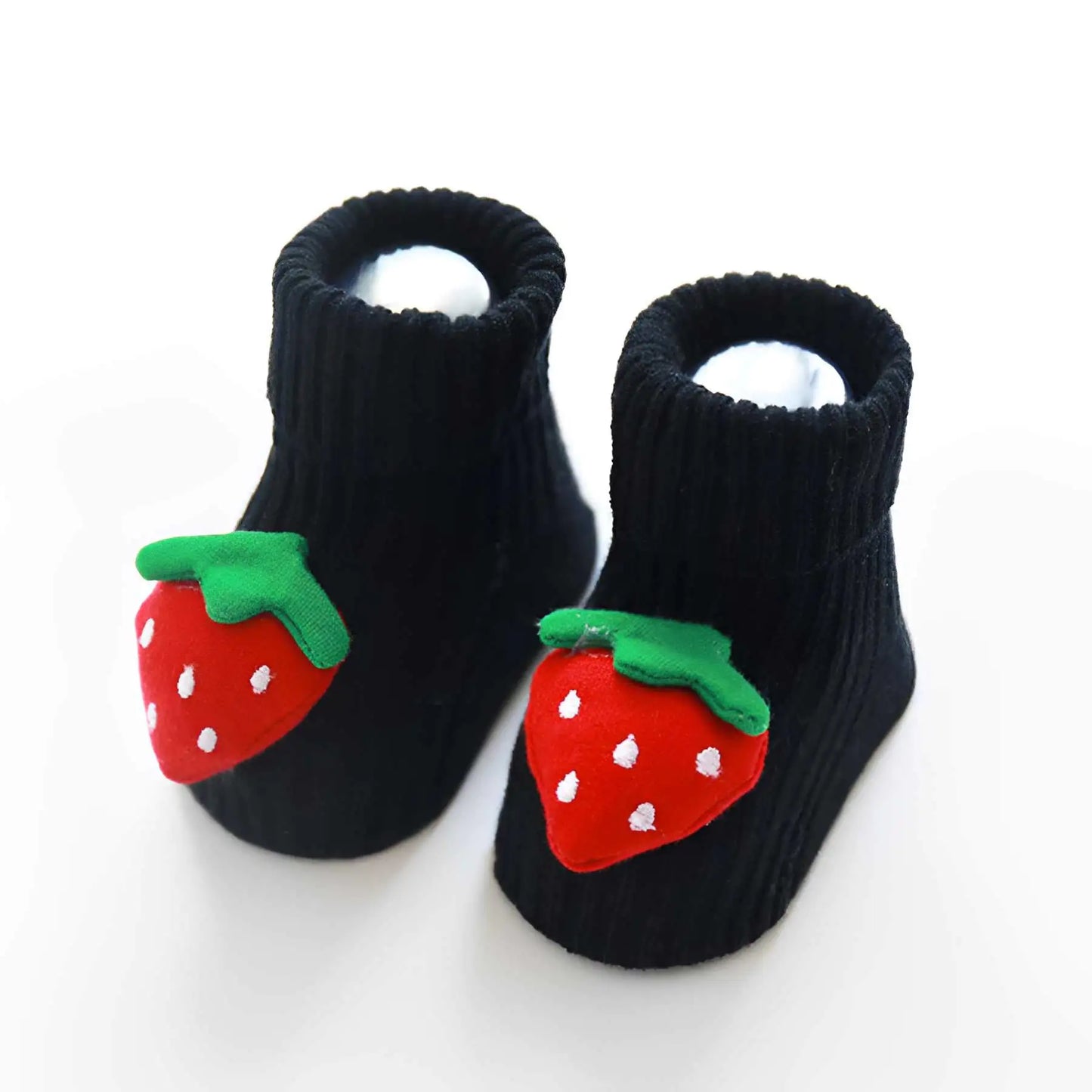 Cute Baby Socks Cartoon Black Strawberry