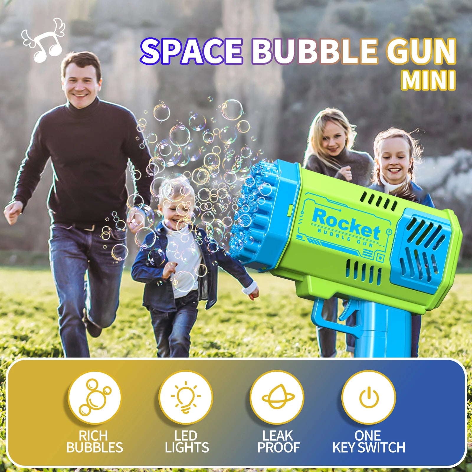 40 Hole Rocket Launcher Electric Automatic Bubble Gun