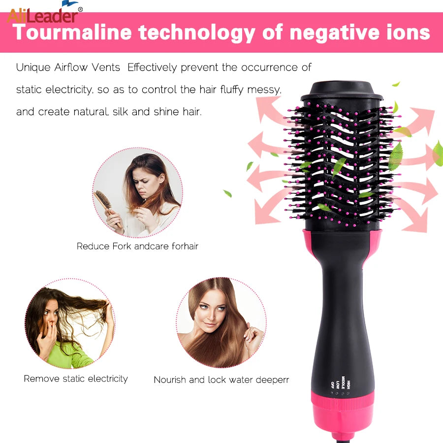 Thermal Brush Straightener Curler Massager One Step Volumizer