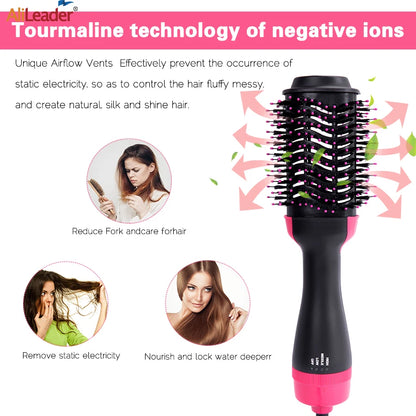 Thermal Brush Straightener Curler Massager One Step Volumizer