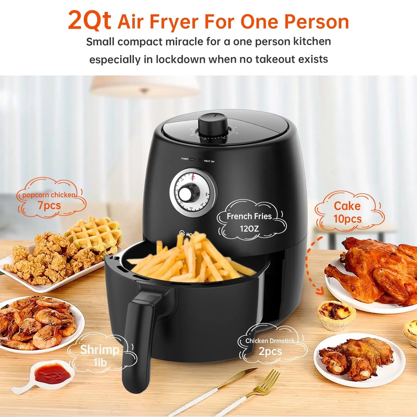 1200W 2 Quart Air Fryer & 100 Recipes