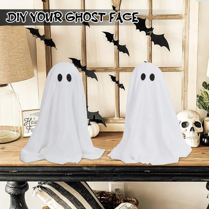 Spooky Lighted White Ghosts Cloth Standing Decoration w/ LED Lights