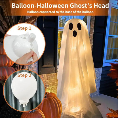 Spooky Lighted White Ghosts Cloth Standing Decoration w/ LED Lights