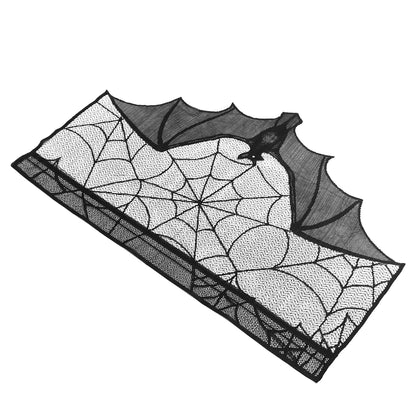 Halloween Fireplace Bat Spider Web Lace Mantle Scarf