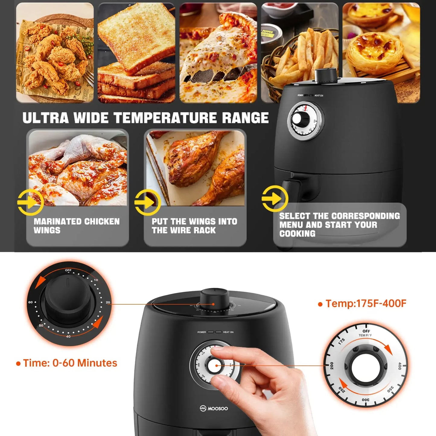 1200W 2 Quart Air Fryer & 100 Recipes