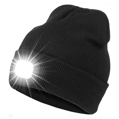 Led Light Knit Elastic Beanie Unisex Headlight