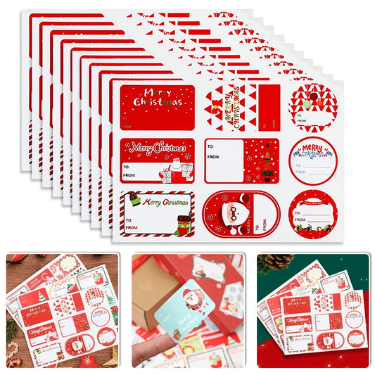 10 Sheets Self-adhesive Christmas Gift Name Tags