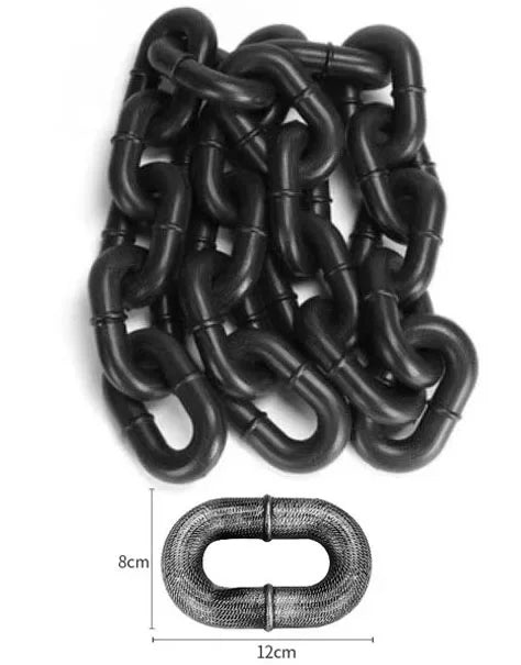 Simulated Iron Chain Leash Black Mag