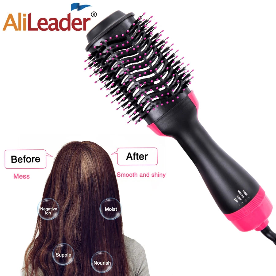 Thermal Brush Straightener Curler Massager One Step Volumizer