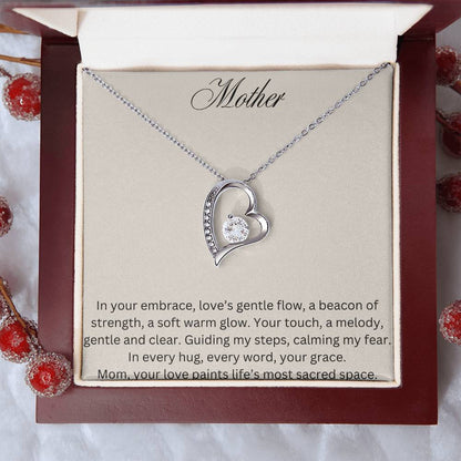 Mother Forever Love Necklace White Gold Luxury Box