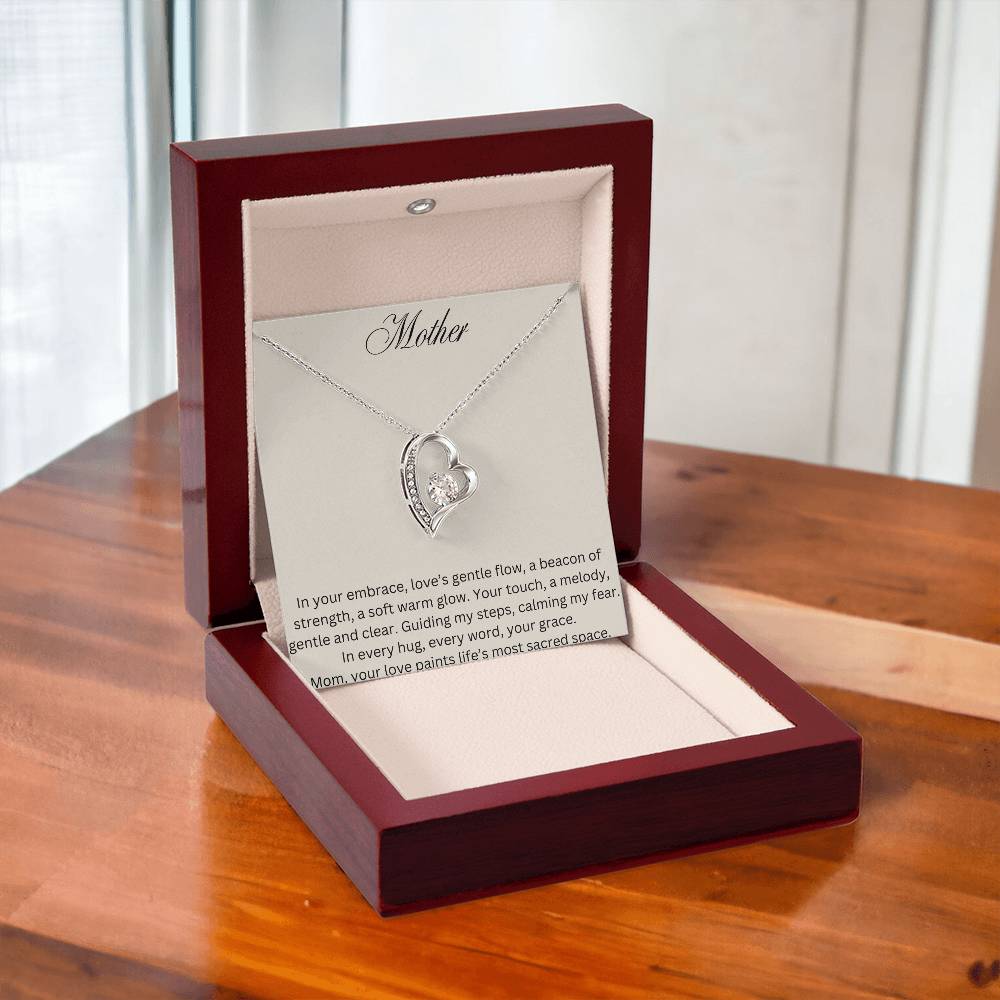 Mother Forever Love Necklace White Gold Luxury Box