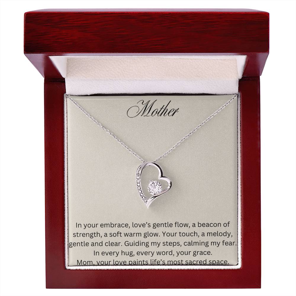 Mother Forever Love Necklace White Gold Luxury Box