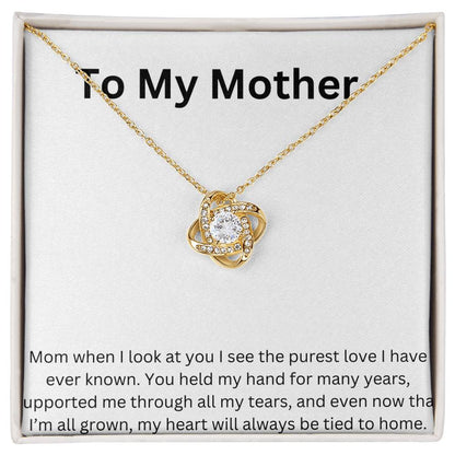 Mom's Love Knot Necklace Yellow Gold