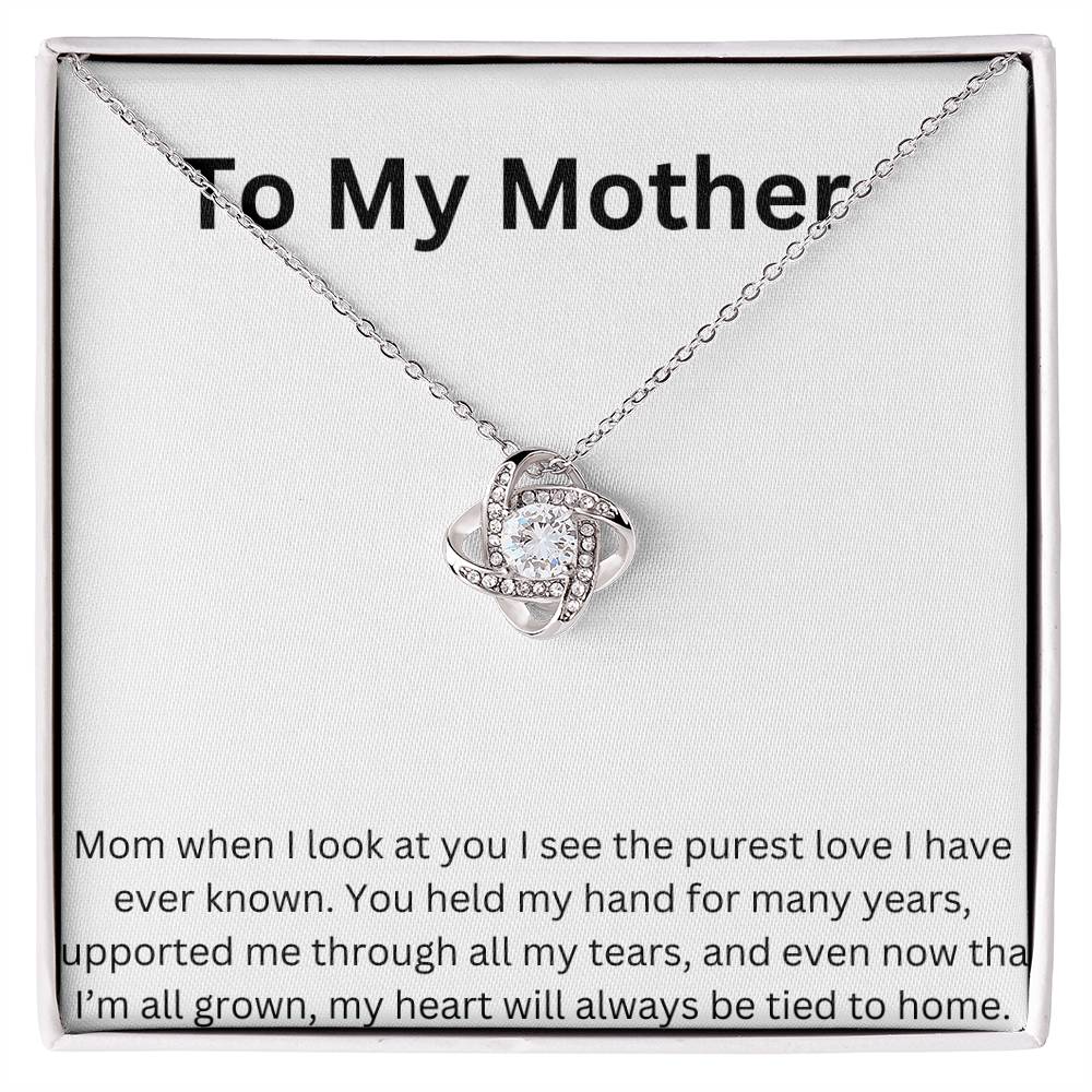 Mom's Love Knot Necklace White Gold