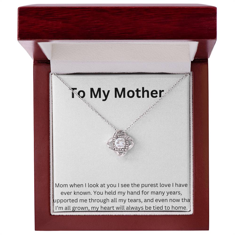 Mom's Love Knot Necklace White Gold Luxury Box