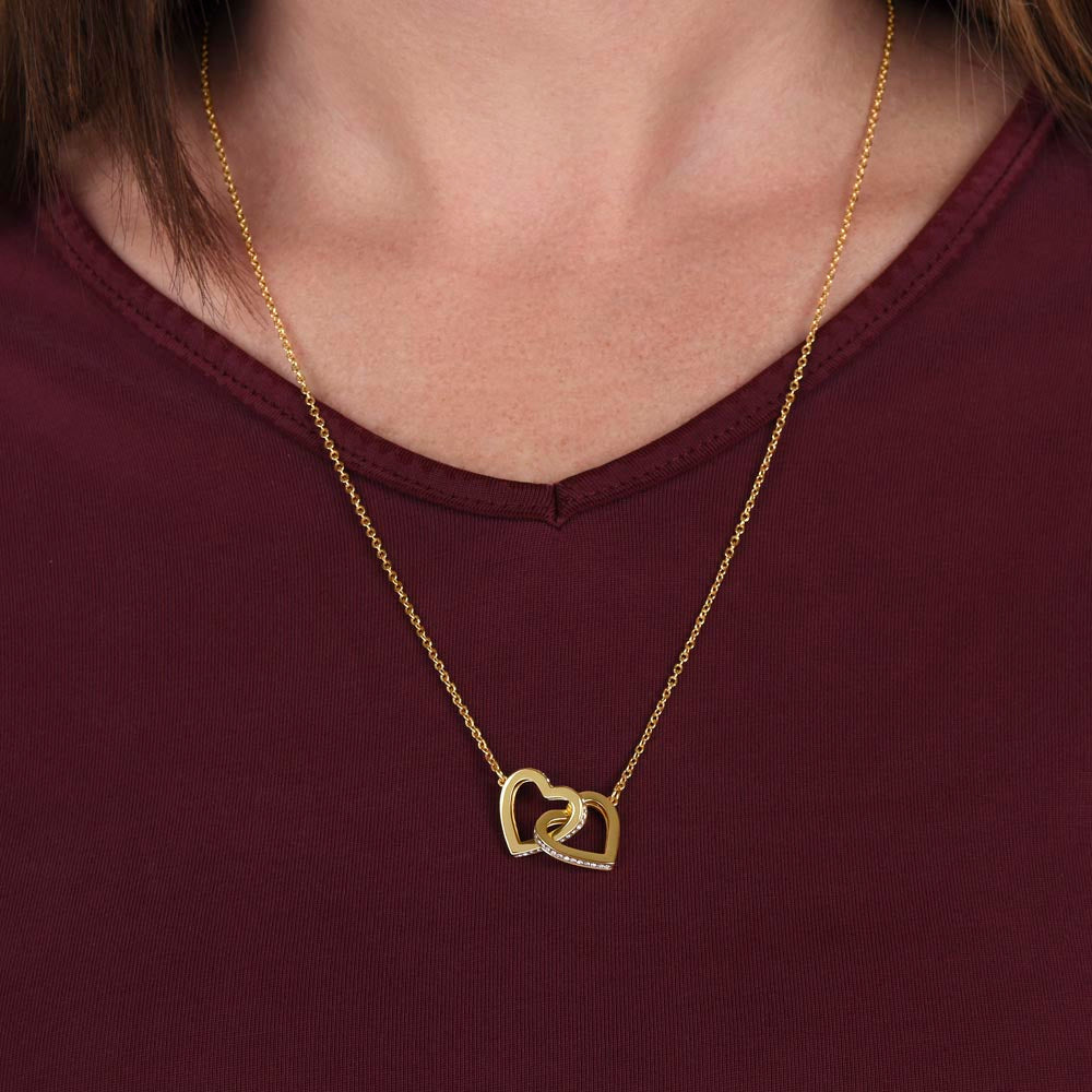 Mother, Daughter Interlocking Hearts Necklace Yellow Gold