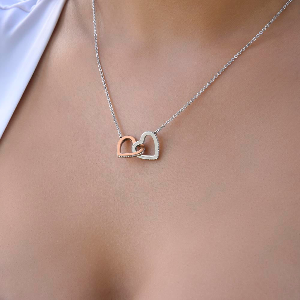 Mother, Daughter Interlocking Hearts Necklace Steele & Rose Gold