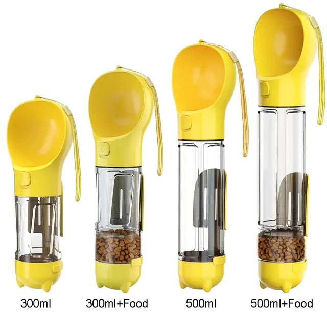 Portable 3-in-1 Dog Water Bottle and Feeder Yellow