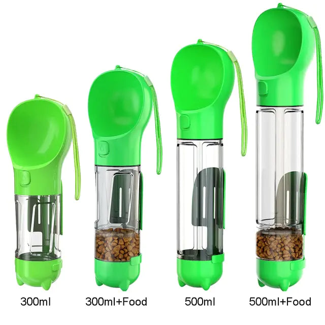 Portable 3-in-1 Dog Water Bottle and Feeder Green