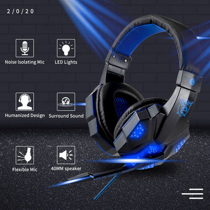 Gamer Glow Headset Black-Blue w/ Led Lights