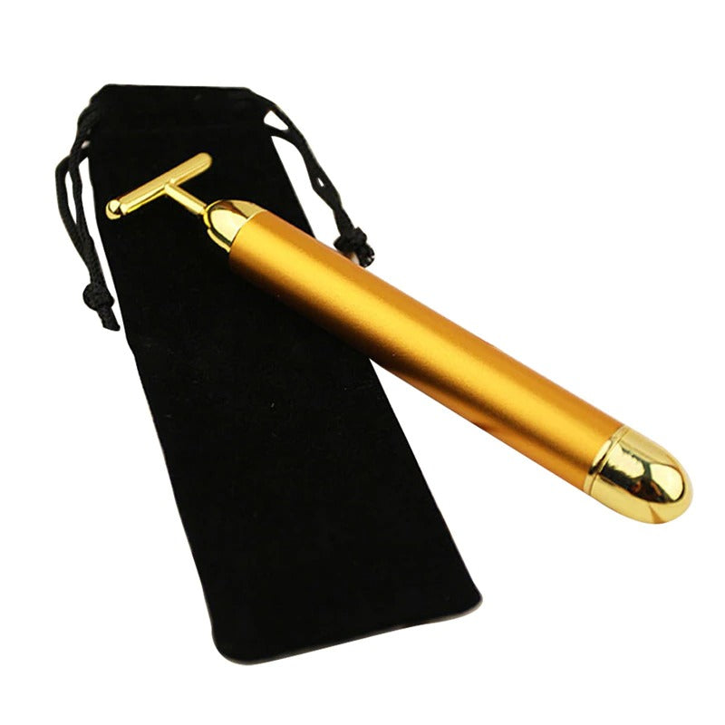 Gold Energize Face Roller With Black Bag