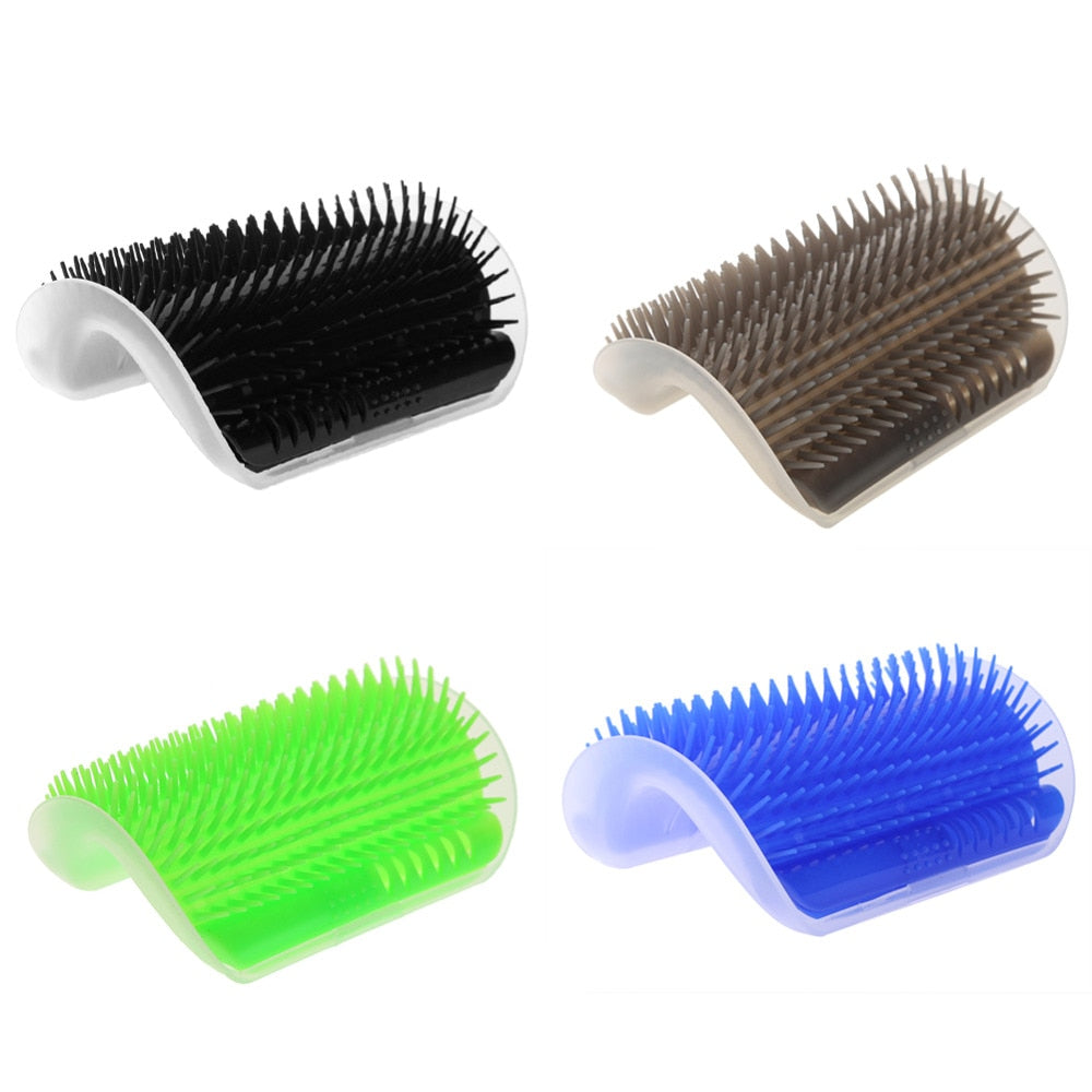 Feline Groom Corner Brush, Black, Gray, Green, Blue