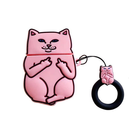 Cartoon Cat AirPods Case Pink