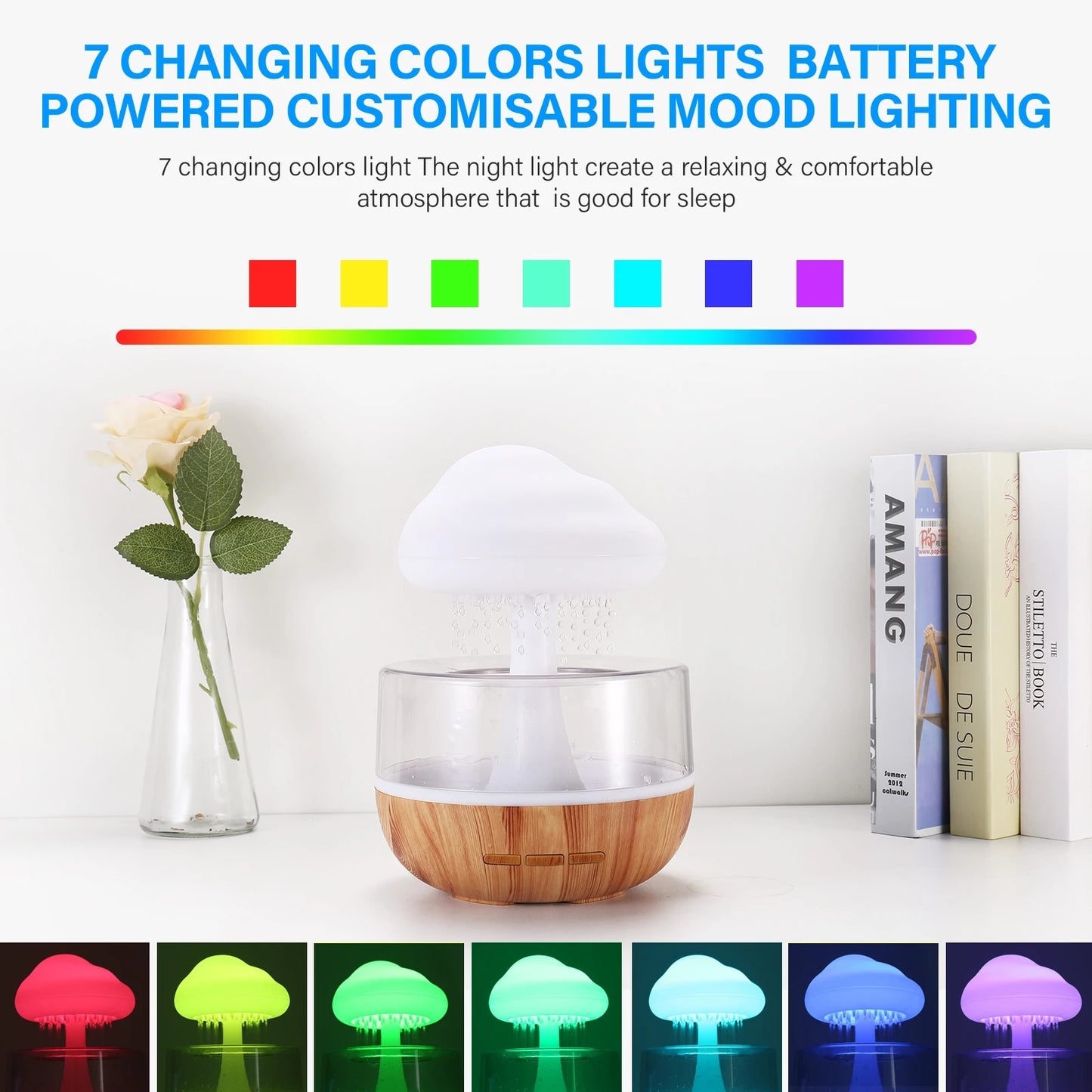 Desktop Rain Cloud Humidifier Colored Lights